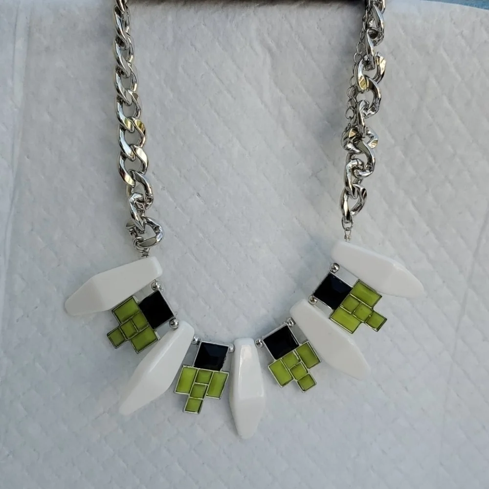 NEW CURB CHAIN COLORBLOCK NECKLACE SUMMER‎ - Picture 8 of 8